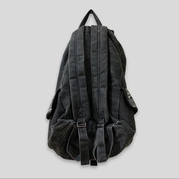 Drawcord Backpack - Charcoal Grey with Patterned Flaps - Picture 3 of 4